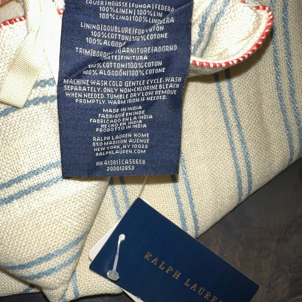 Ralph Lauren Home Cream and Blue Striped Pillow Shams (Pair)